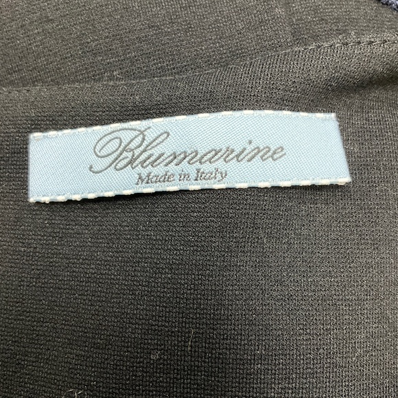 BLUMARINE BLACK / BLUE CRYSTAL EMBELLISHED LACE APPLIQUE SLEEVELESS COCKTAIL DRE - Picture 4 of 5